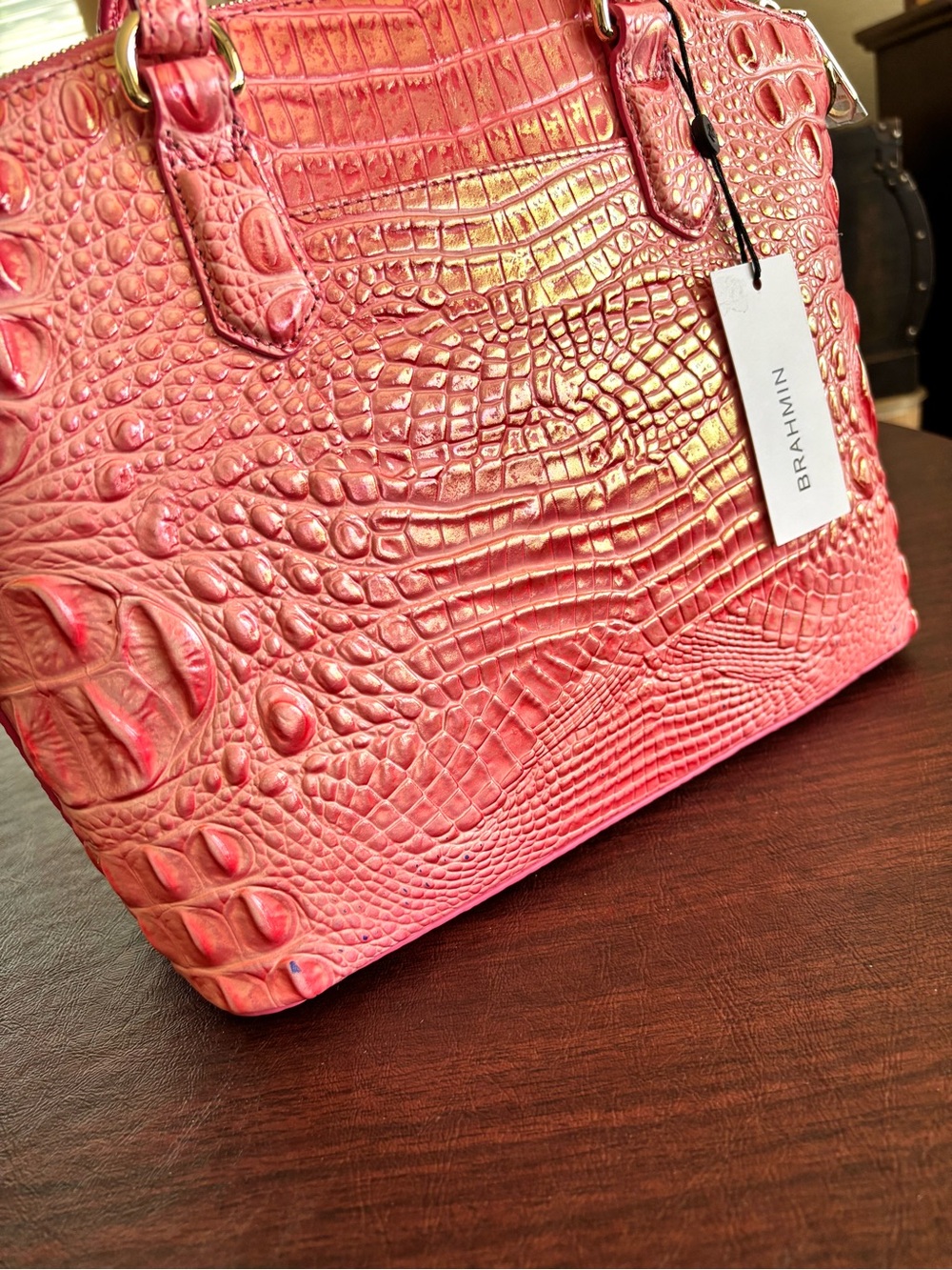NWT Brahmin Duxbury Satchel Pink Punch Melbourne Leather - Picture 8 of 10